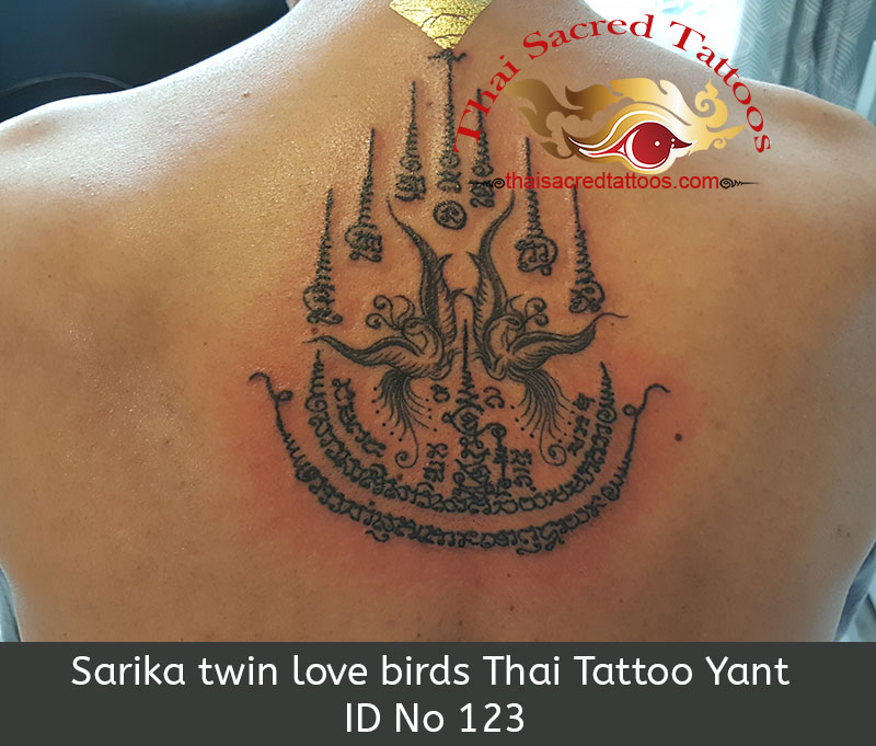 Sarika twin love birds Thai Tattoo Yant