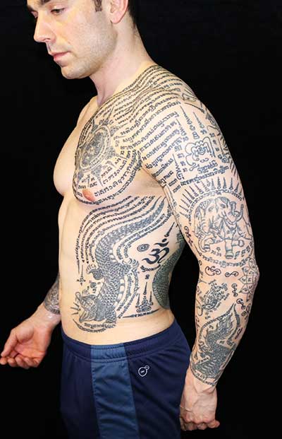 Thai Tattoo Full Sleeve, chest and ribs
