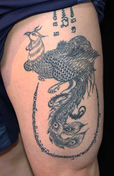 Thai Tattoo Pheasant bird sak yant