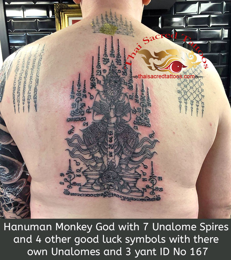Thai Tattoo Hanuman Monkey God 7 Unalome and 3 Yants