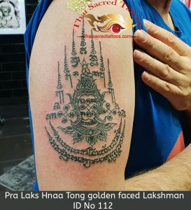Pra Laks Hnaa Tong golden faced Lakshman Thai Tattoo Yant